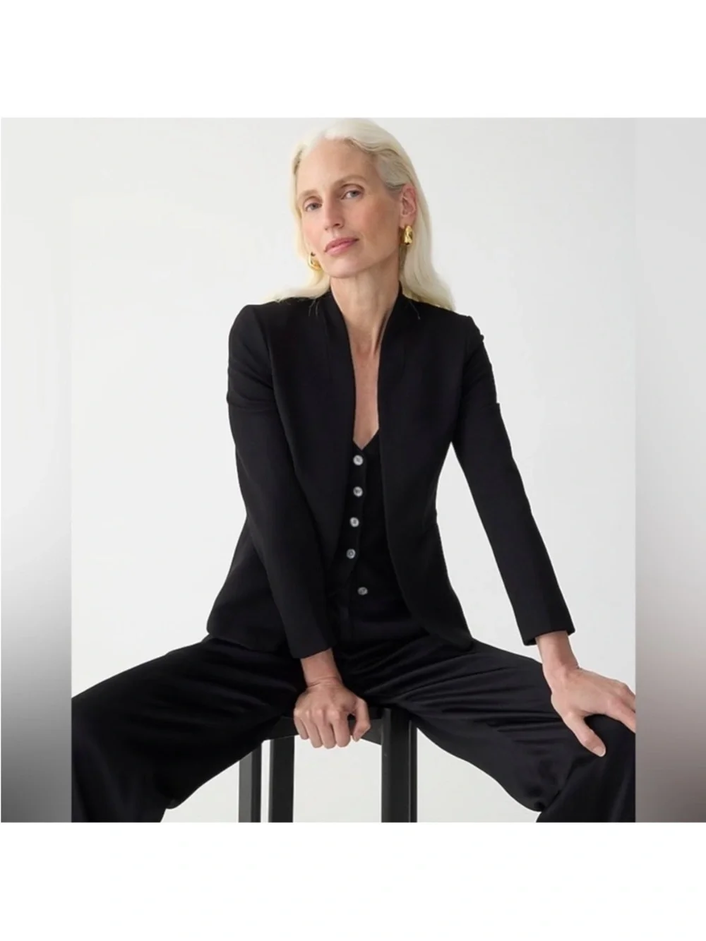 J. Crew Going-out blazer in stretch twill Black Open-Front Women's Jacket 12